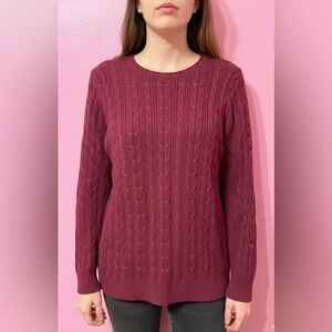 St. John's Bay Cable Knit Sweater - Deep Burgundy